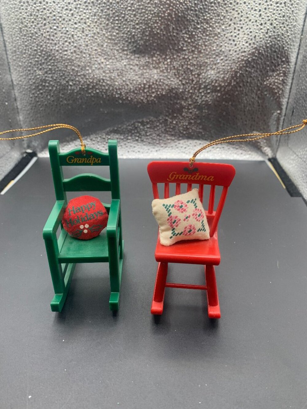 Lot of 2 Grandpa & Grandma Rocking Chair Ornaments SELLING AS IS